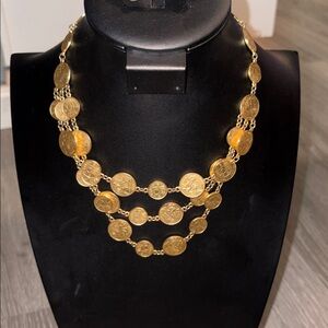 Vintage Gold-Tone Layered Faux Coin Necklace
